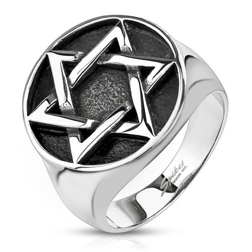Edelstahl ring davidstern - ring,