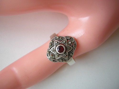 Silber ring granat markasiten - ring, granat+markasiten